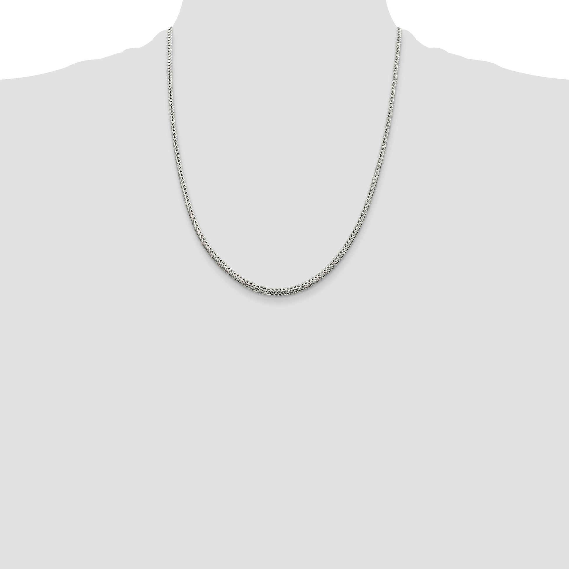Sterling Silver 2.5mm Diamond-cut Round Franco Chain