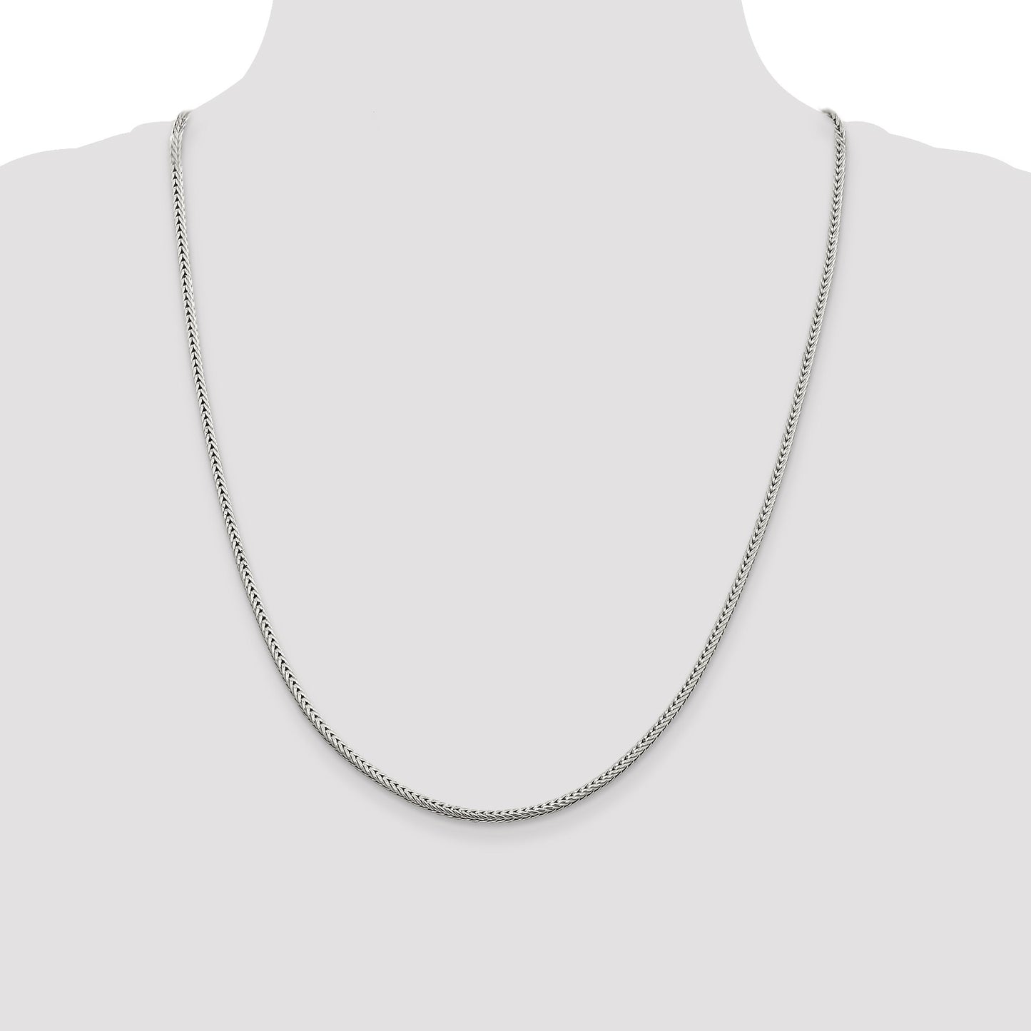 Sterling Silver 2.5mm Diamond-cut Round Franco Chain