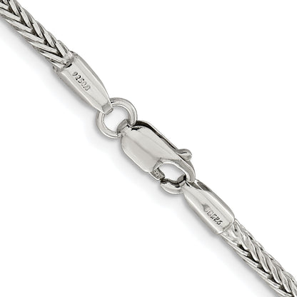 Sterling Silver Rhodium-plated 2.5mm Diamond-cut Round Franco Chain