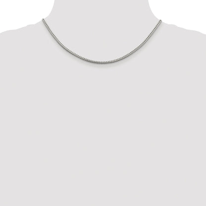 Sterling Silver Rhodium-plated 2.5mm Diamond-cut Round Franco Chain