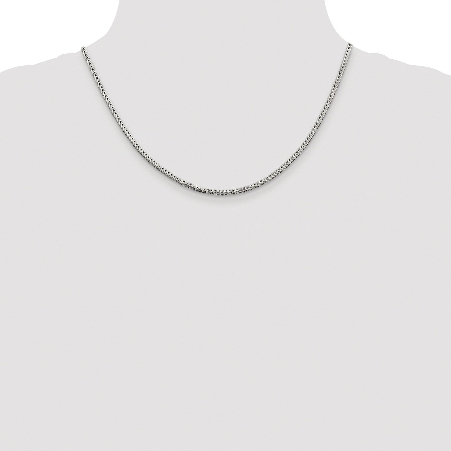 Sterling Silver Rhodium-plated 2.5mm Diamond-cut Round Franco Chain