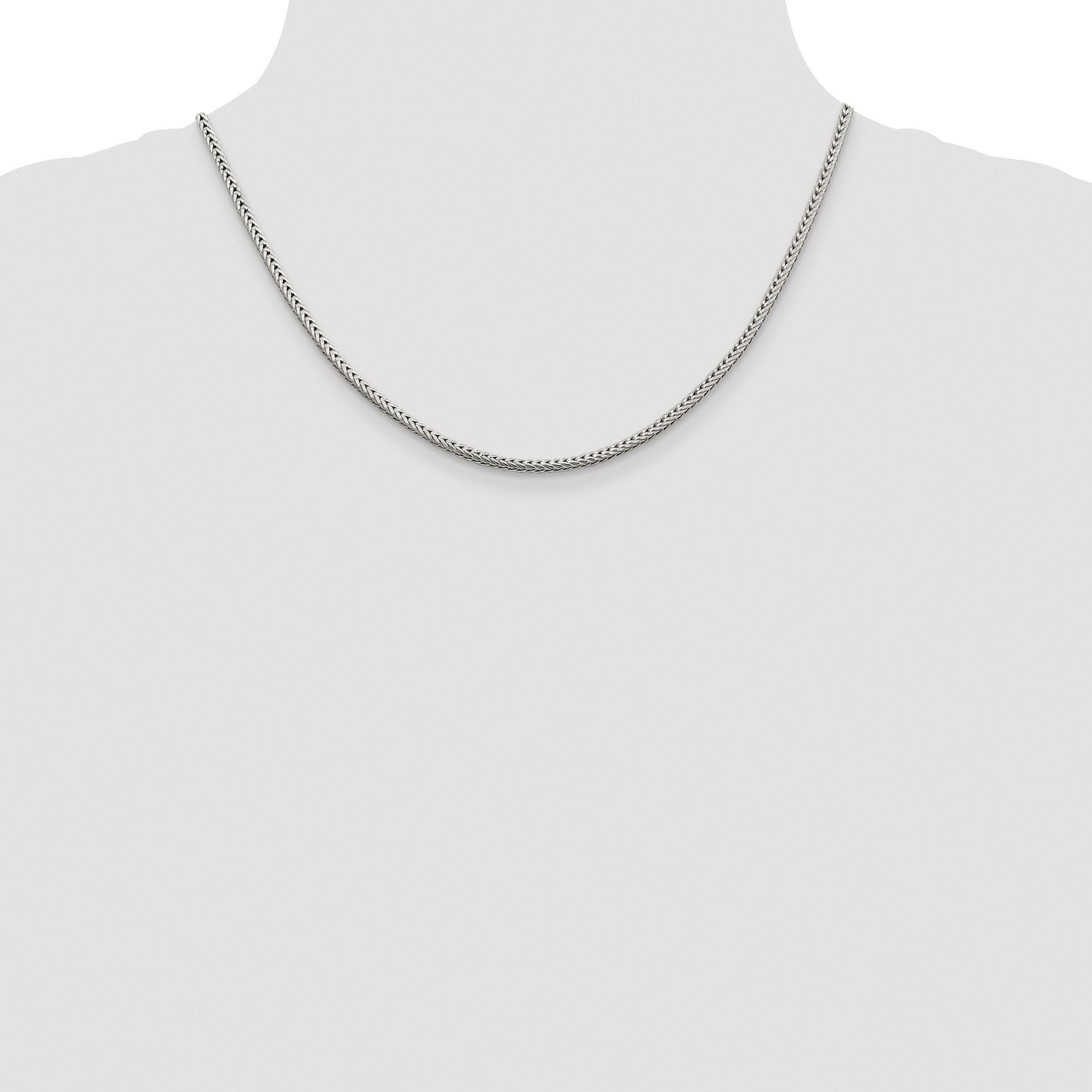 Sterling Silver Rhodium-plated 2.5mm Diamond-cut Round Franco Chain