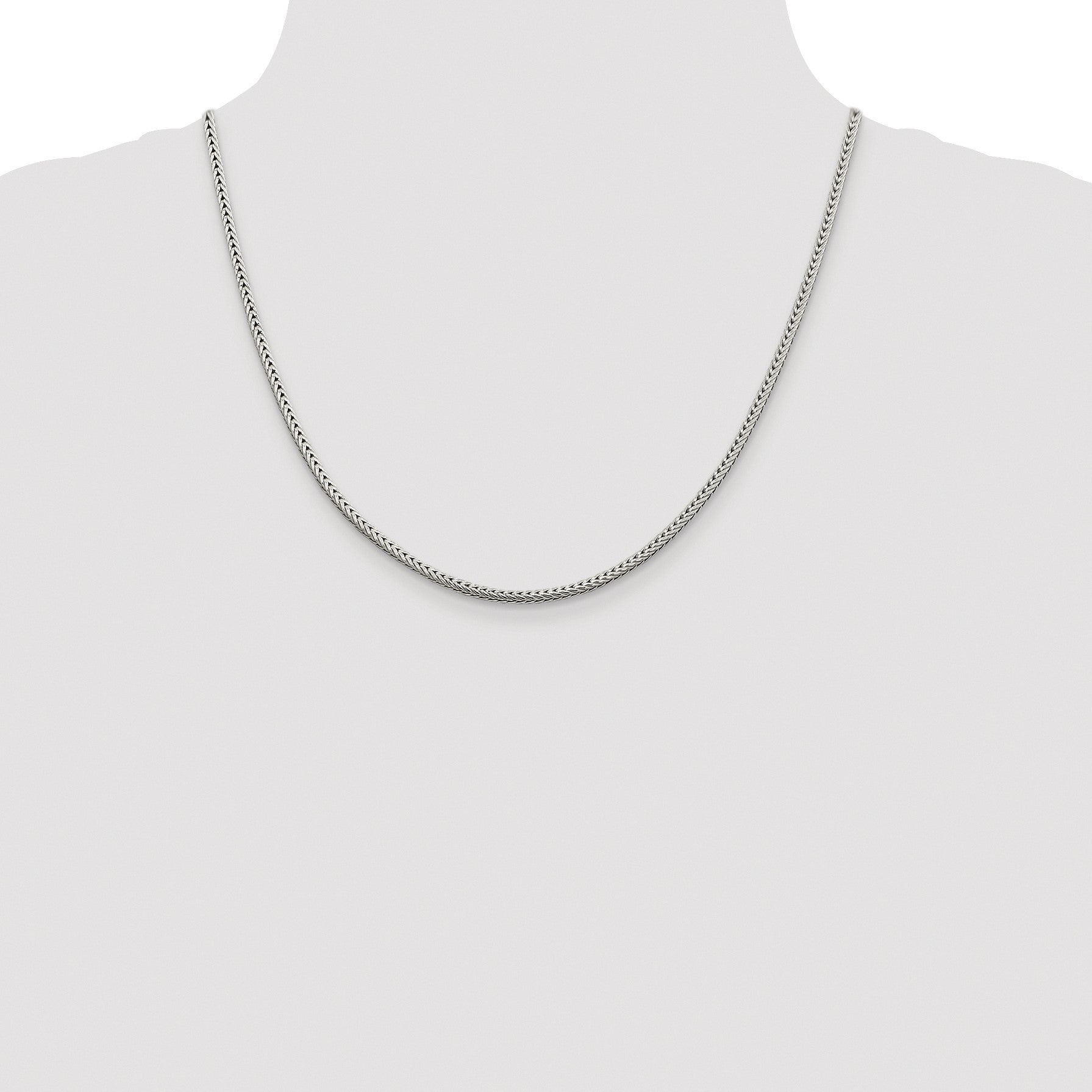 Sterling Silver Rhodium-plated 2.5mm Diamond-cut Round Franco Chain