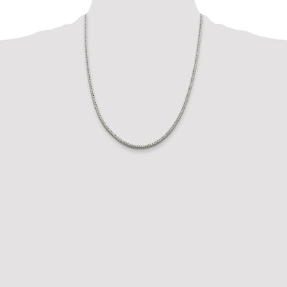 Sterling Silver Rhodium-plated 2.5mm Diamond-cut Round Franco Chain