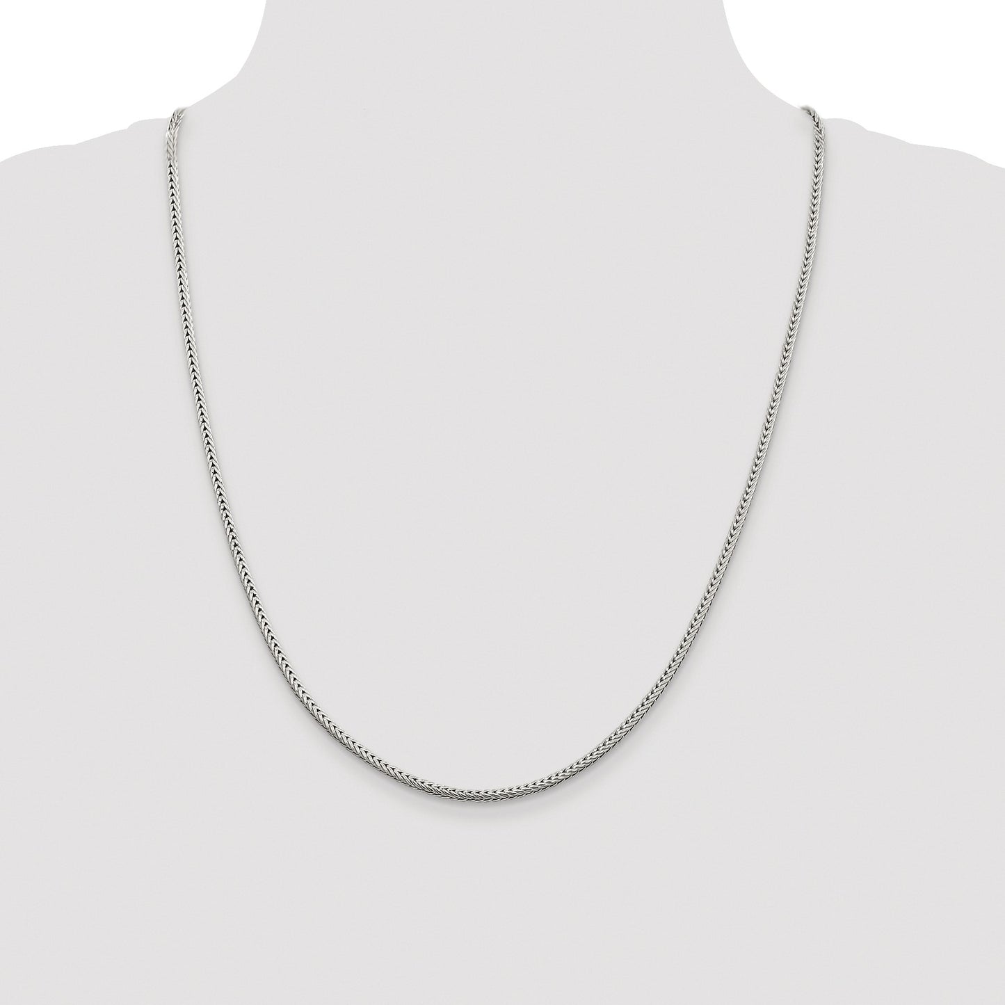 Sterling Silver Rhodium-plated 2.5mm Diamond-cut Round Franco Chain