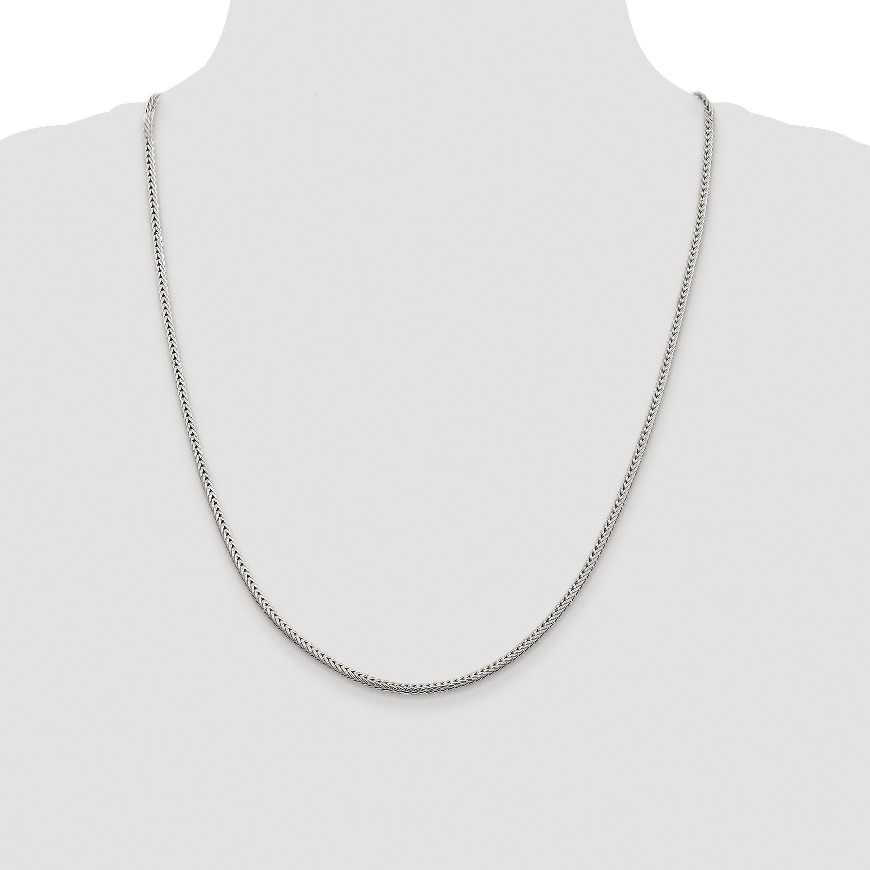 Sterling Silver Rhodium-plated 2.5mm Diamond-cut Round Franco Chain