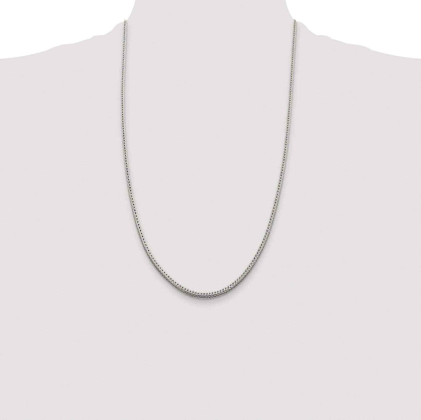 Sterling Silver Rhodium-plated 2.5mm Diamond-cut Round Franco Chain