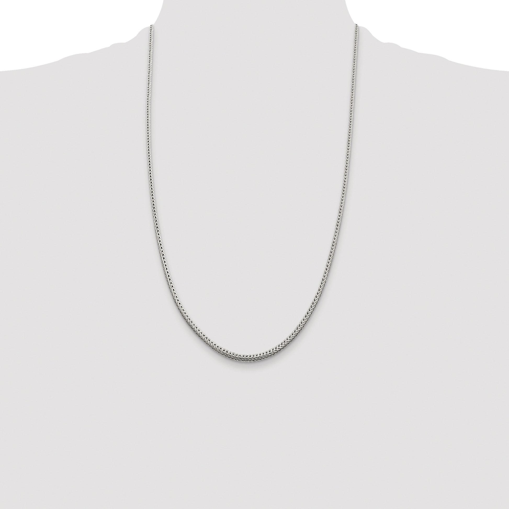 Sterling Silver Rhodium-plated 2.5mm Diamond-cut Round Franco Chain
