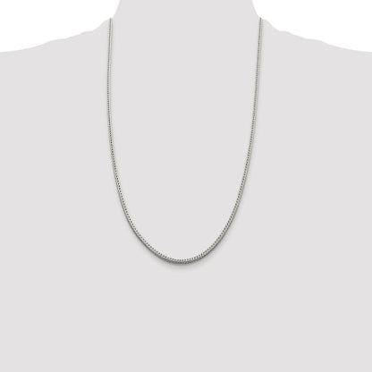 Sterling Silver Rhodium-plated 2.5mm Diamond-cut Round Franco Chain