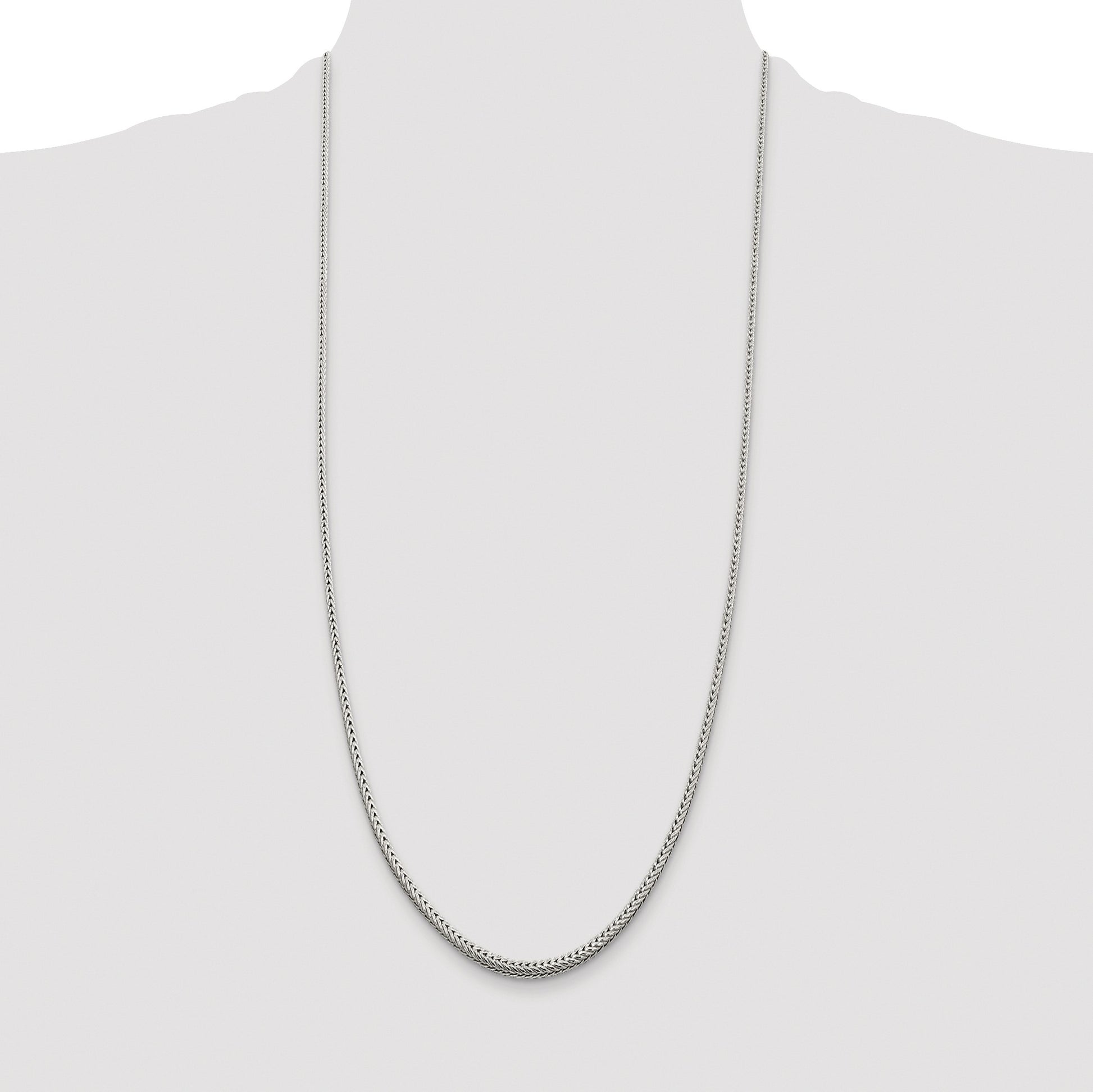 Sterling Silver Rhodium-plated 2.5mm Diamond-cut Round Franco Chain