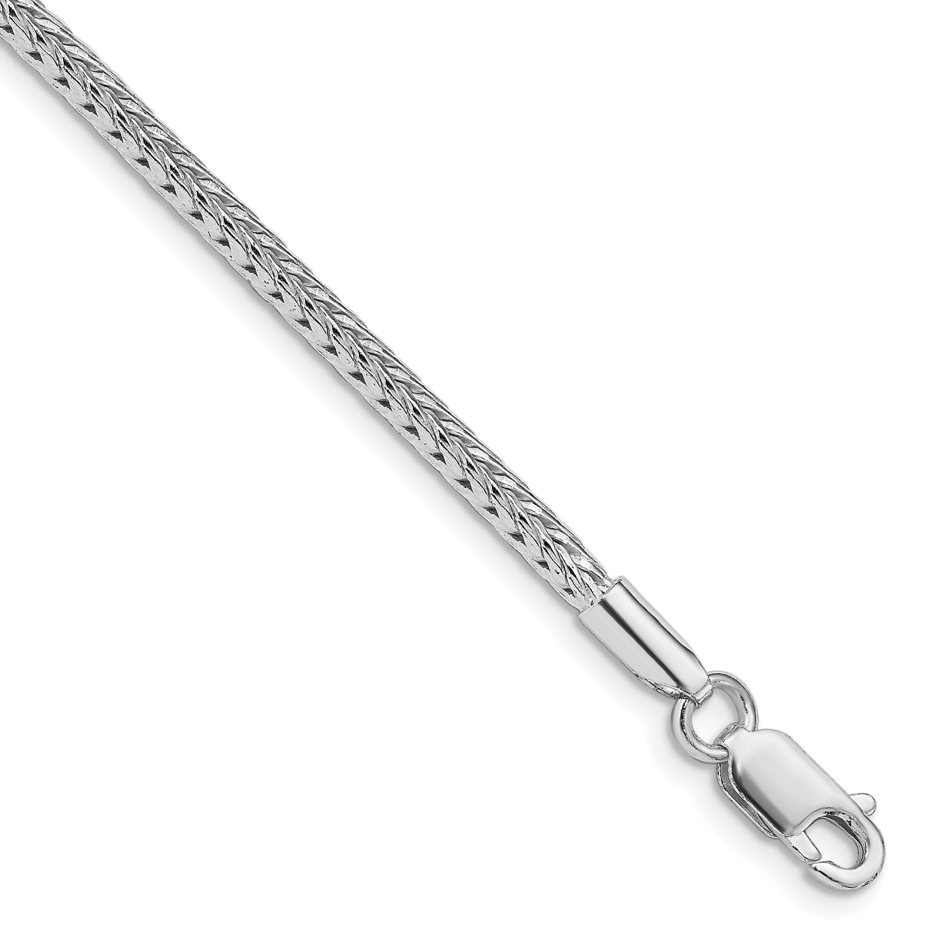 Sterling Silver Rhodium-plated 2.5mm Diamond-cut Round Franco Chain