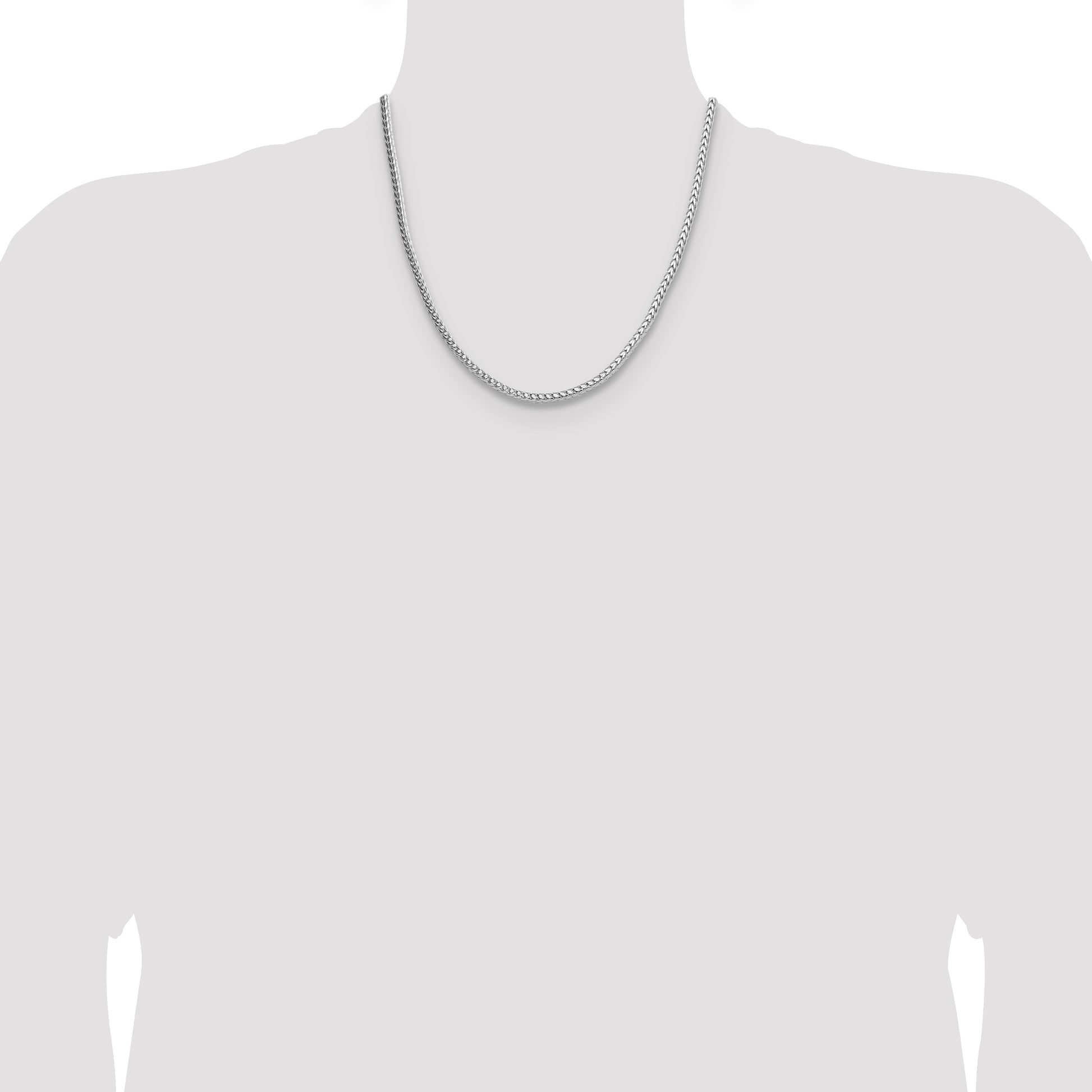 Sterling Silver Rhodium-plated 3.4mm Diamond-cut Round Franco Chain