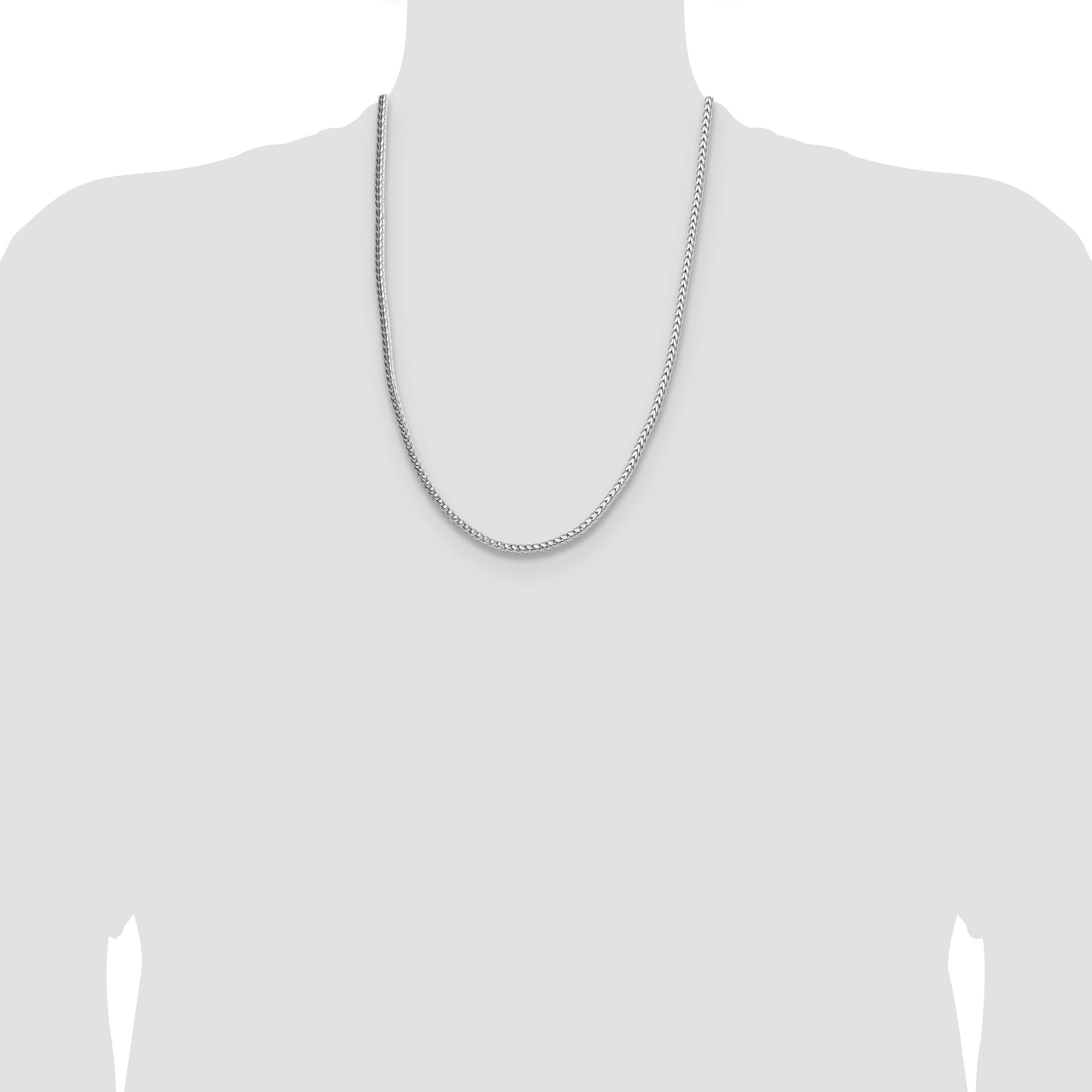 Sterling Silver Rhodium-plated 3.4mm Diamond-cut Round Franco Chain