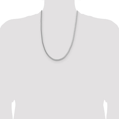 Sterling Silver Rhodium-plated 3.4mm Diamond-cut Round Franco Chain