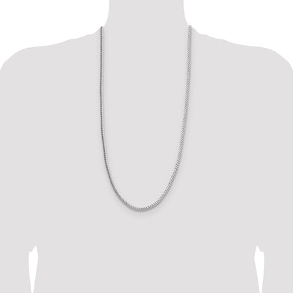 Sterling Silver Rhodium-plated 3.4mm Diamond-cut Round Franco Chain