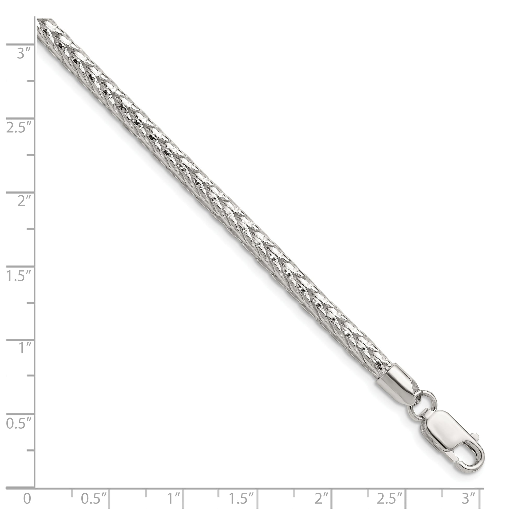 Sterling Silver 3.8mm Diamond-cut Round Franco Chain Bracelet