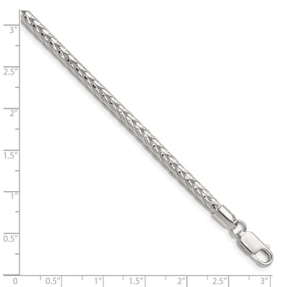 Sterling Silver 3.8mm Diamond-cut Round Franco Chain Bracelet