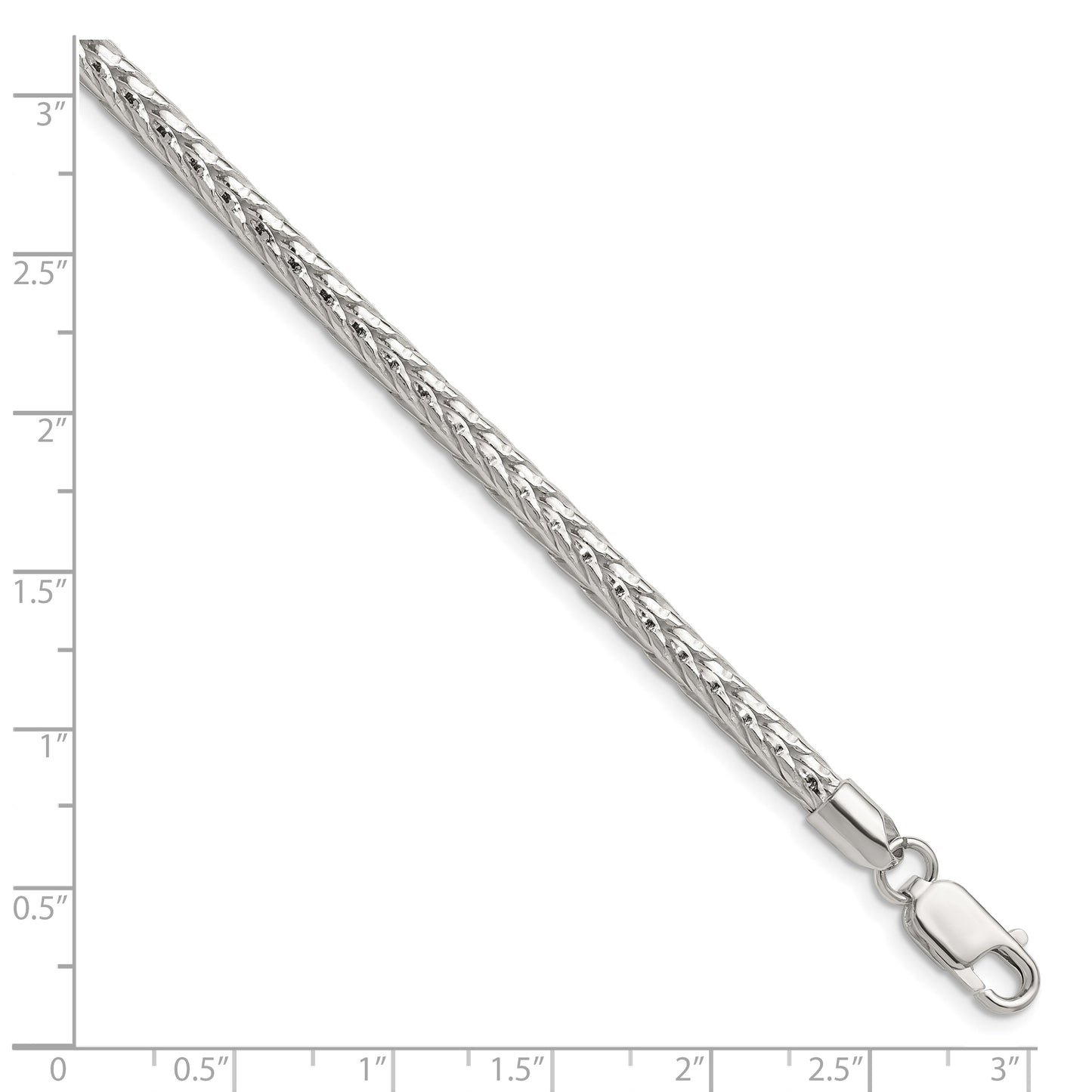 Sterling Silver 3.8mm Diamond-cut Round Franco Chain