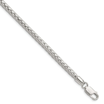 Sterling Silver 3.8mm Diamond-cut Round Franco Chain Bracelet