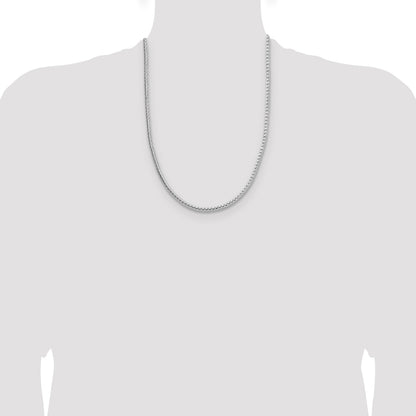 Sterling Silver Rhodium-plated 3.8mm Diamond-cut Round Franco Chain