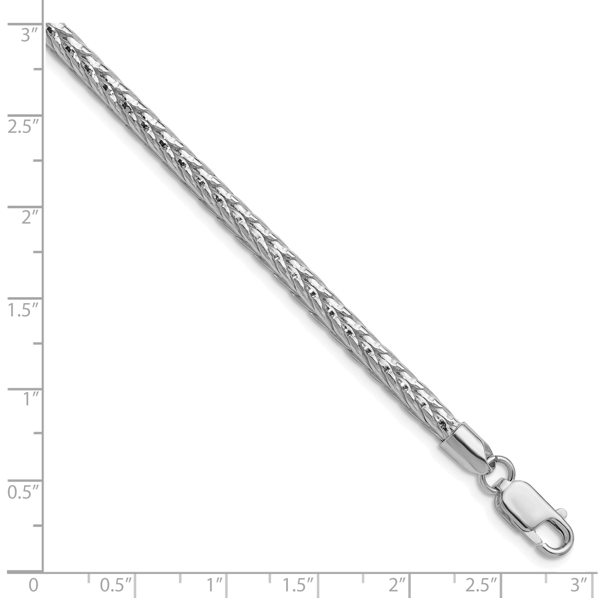 Sterling Silver Rhodium-plated 3.8mm Diamond-cut Round Franco Chain Bracelet