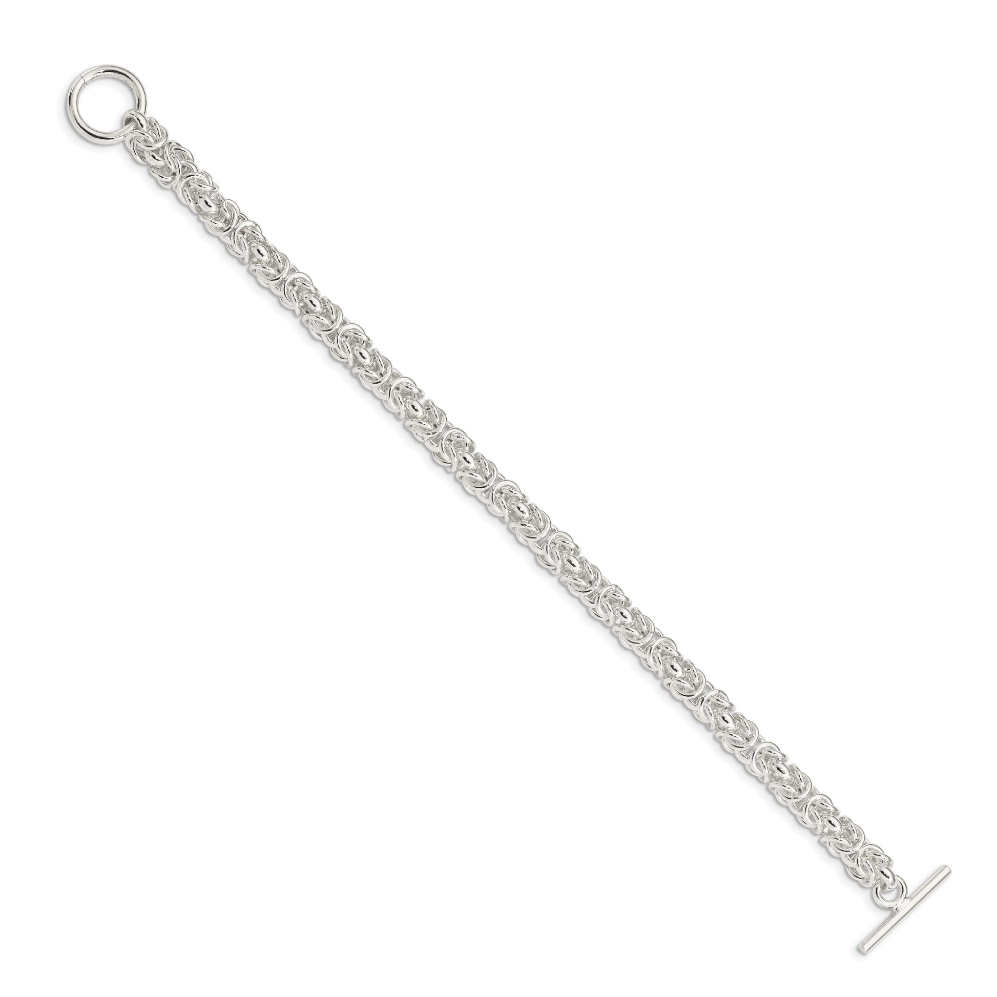 Sterling Silver 7.5inch Polished Fancy Link Toggle Bracelet