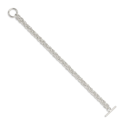 Sterling Silver 7.5inch Polished Fancy Link Toggle Bracelet