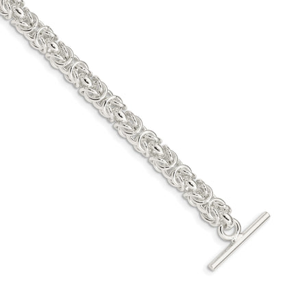 Sterling Silver 7.5inch Polished Fancy Link Toggle Bracelet