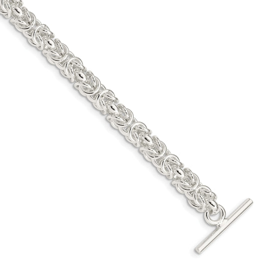 Sterling Silver 7.5inch Polished Fancy Link Toggle Bracelet