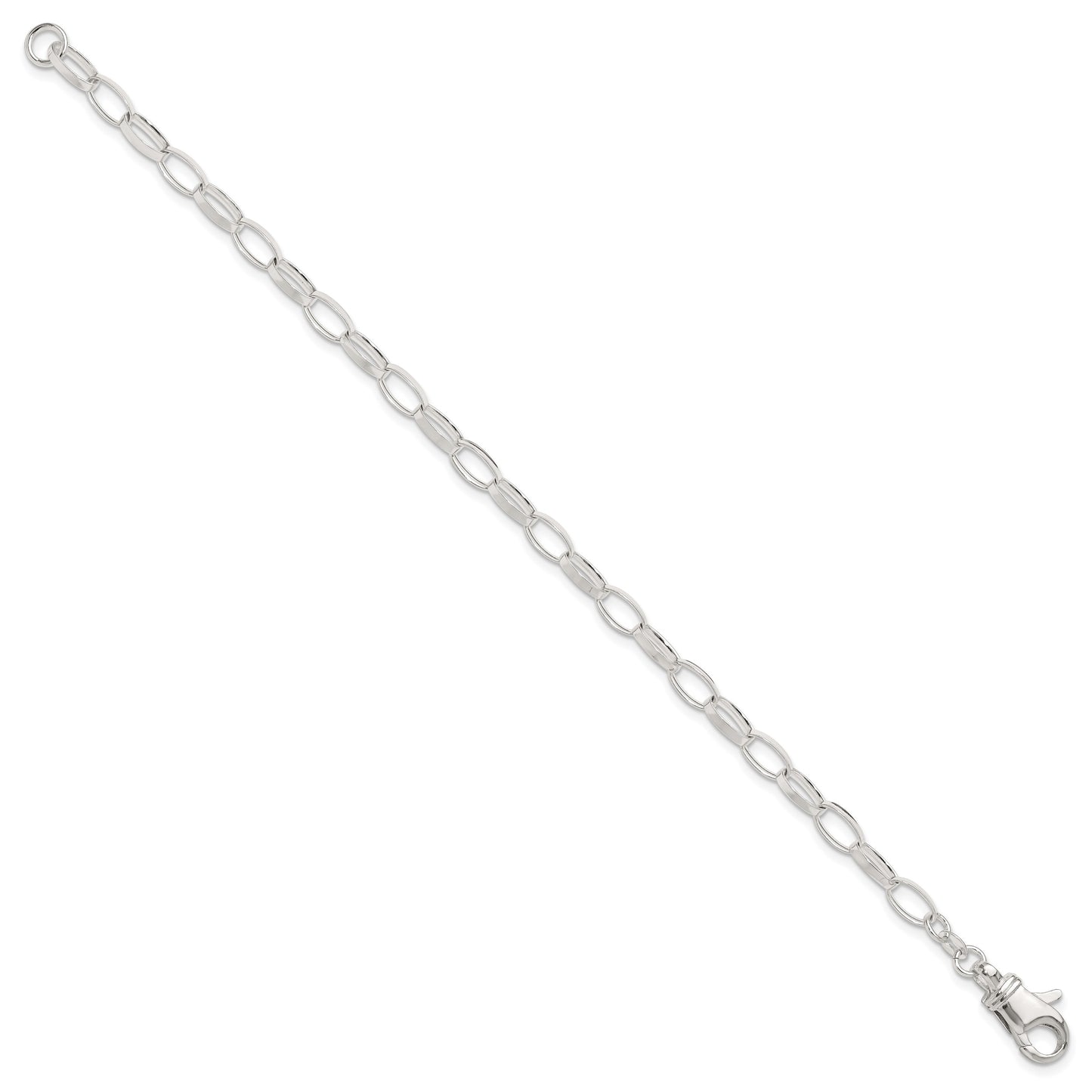 Sterling Silver 9inch Solid Polished Fancy Link Anklet