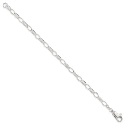 Sterling Silver 9inch Solid Polished Fancy Link Anklet