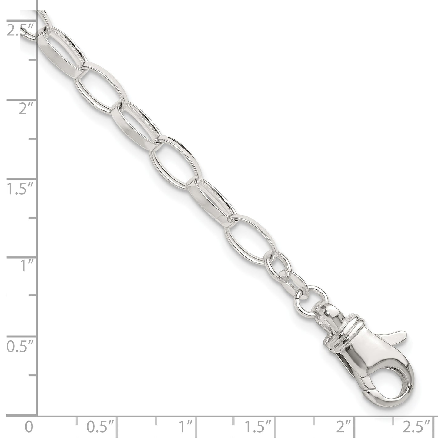 Sterling Silver 9inch Solid Polished Fancy Link Anklet
