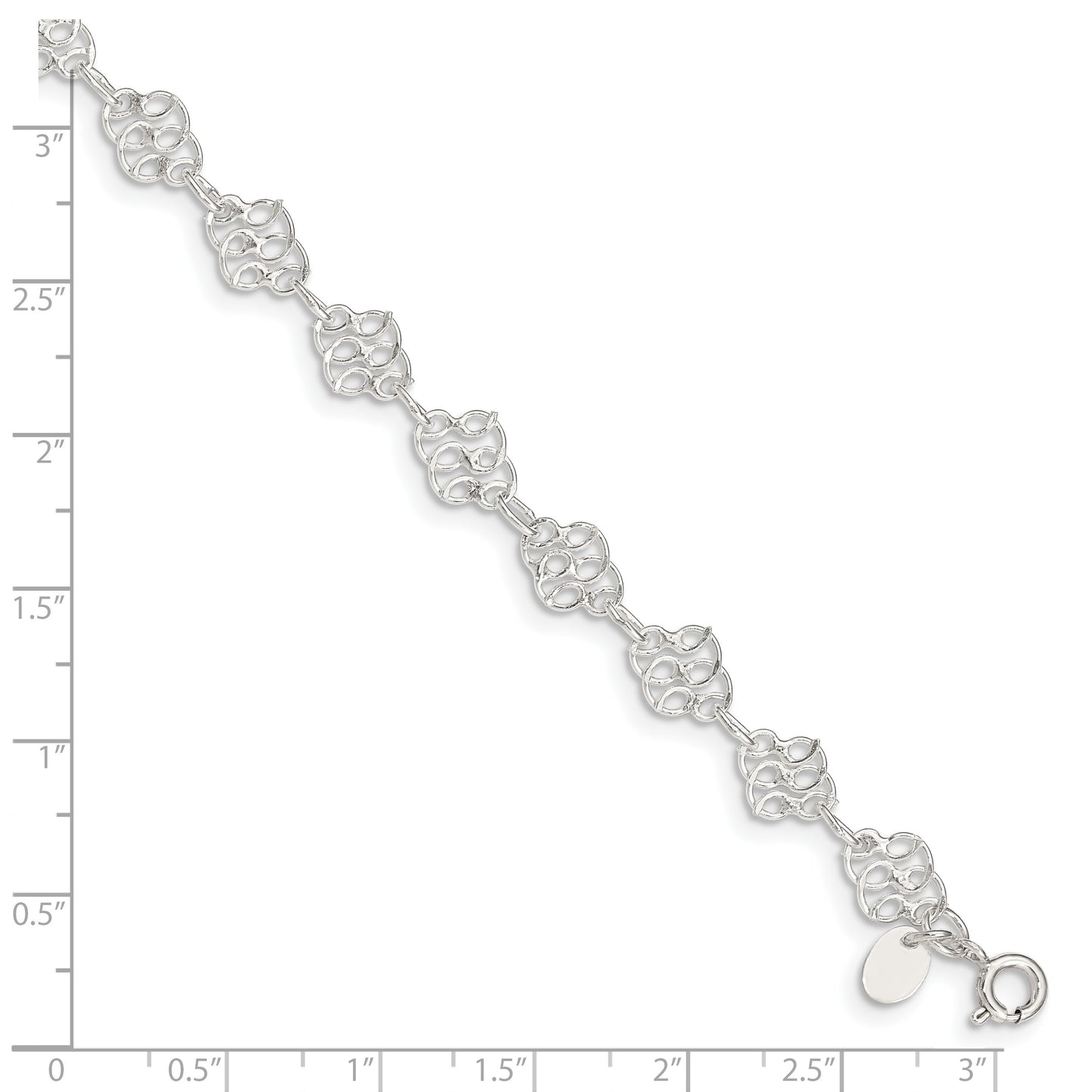Sterling Silver 10inch Fancy Polished Anklet