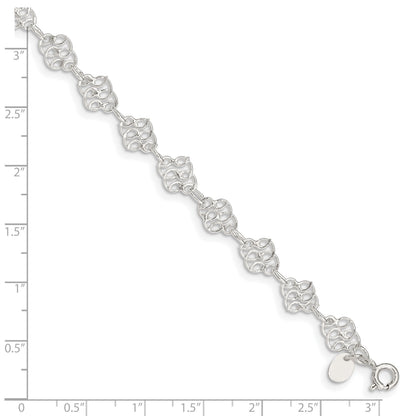 Sterling Silver 10inch Fancy Polished Anklet