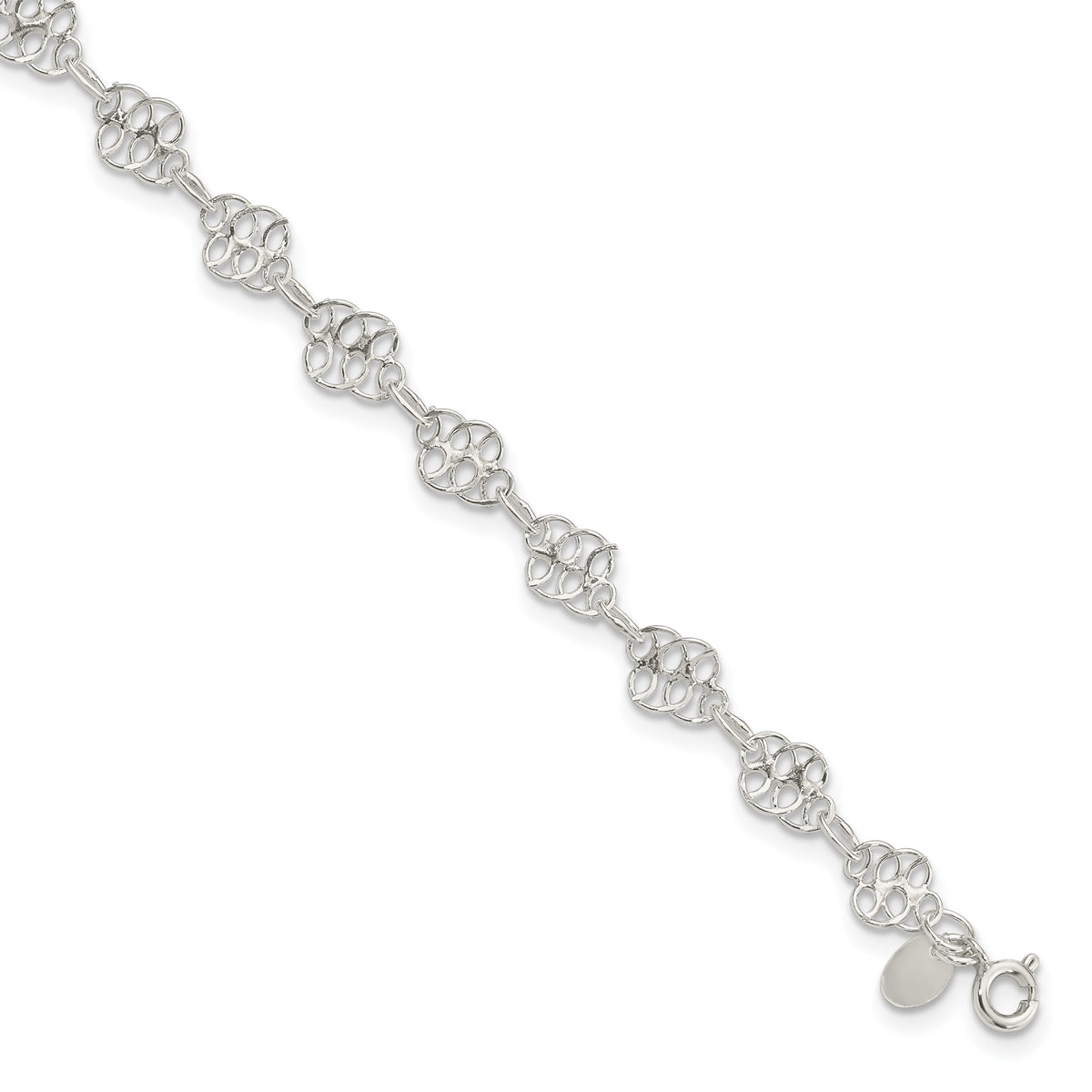 Sterling Silver 10inch Fancy Polished Anklet