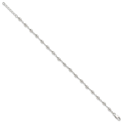Sterling Silver Fancy Bead Anklet