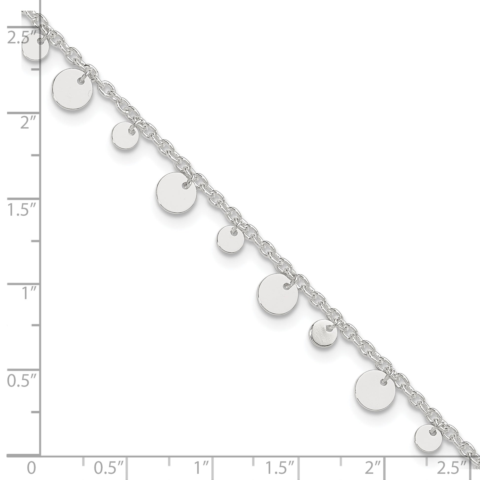 Sterling Silver Circle Disc 9 inch Plus 1 inch Extender - Total 10 inch Anklet