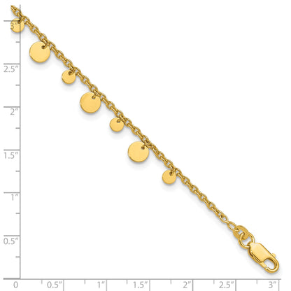 Affordable Expressions Sterling Silver Gold-tone Circle Disc 9 inch Plus 1 inch Extender - Total 10 inch Anklet