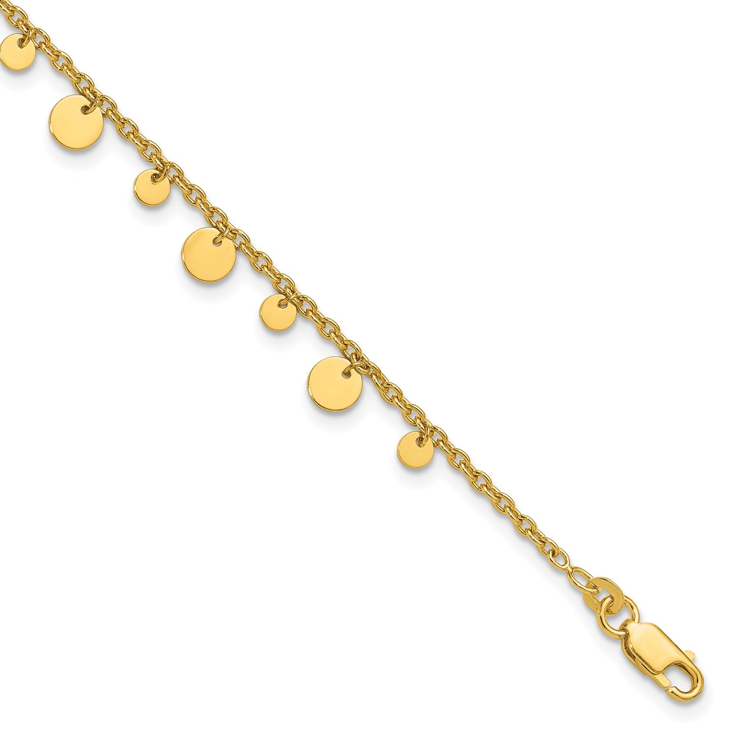 Affordable Expressions Sterling Silver Gold-tone Circle Disc 9 inch Plus 1 inch Extender - Total 10 inch Anklet
