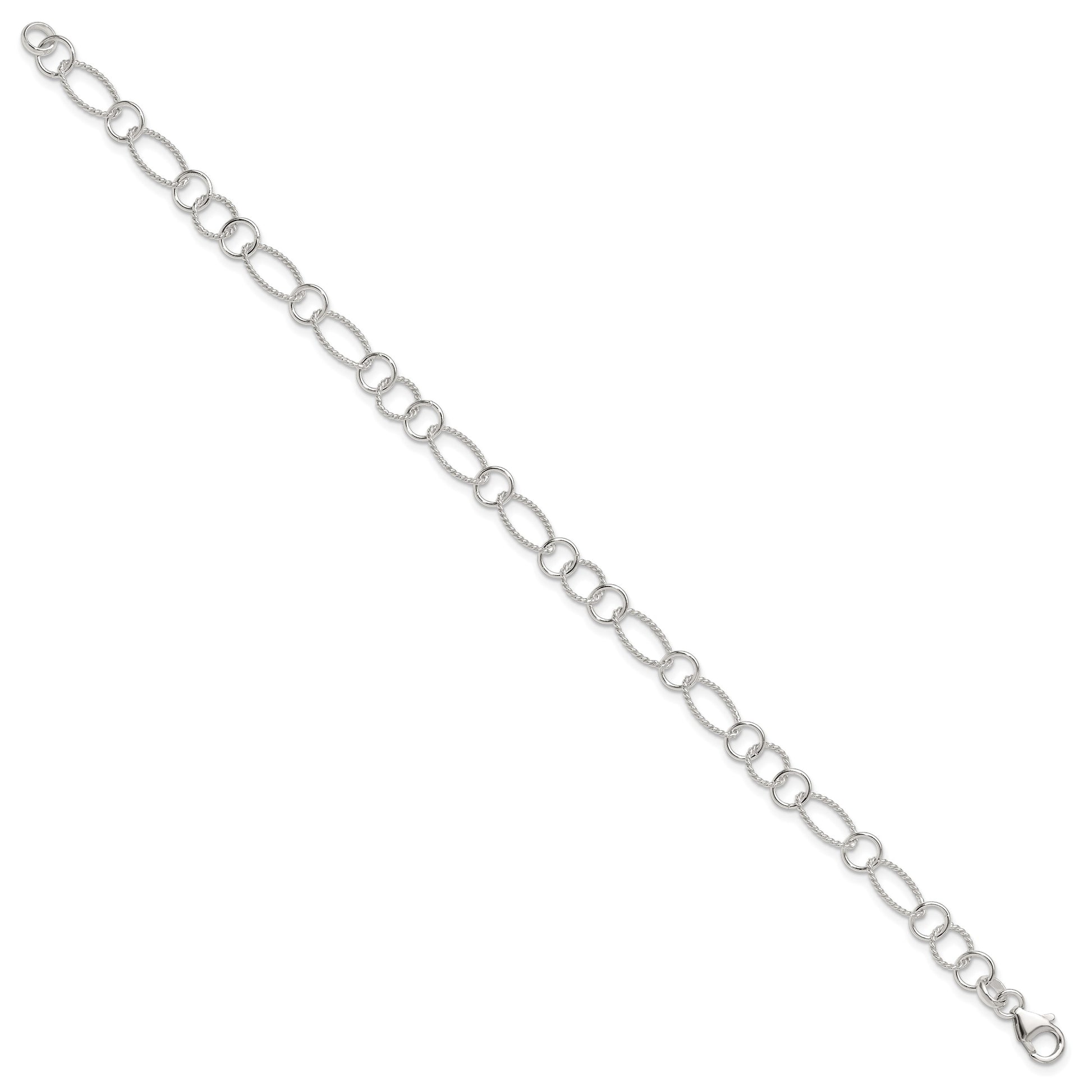 Sterling Silver Fancy Link Anklet
