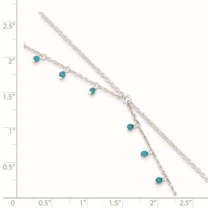 Sterling Silver Turquoise Beads Double Chain Anklet