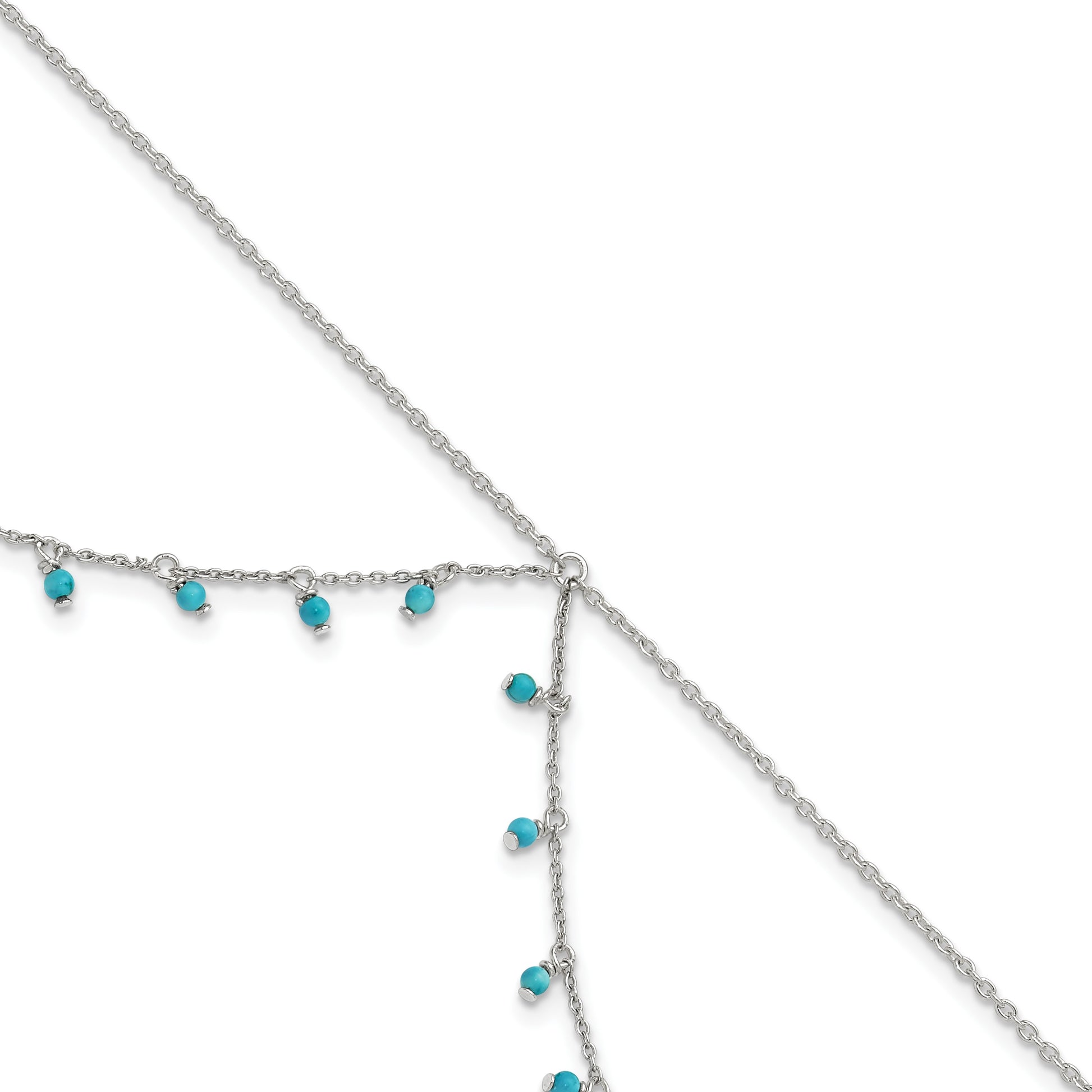 Sterling Silver Turquoise Beads Double Chain Anklet