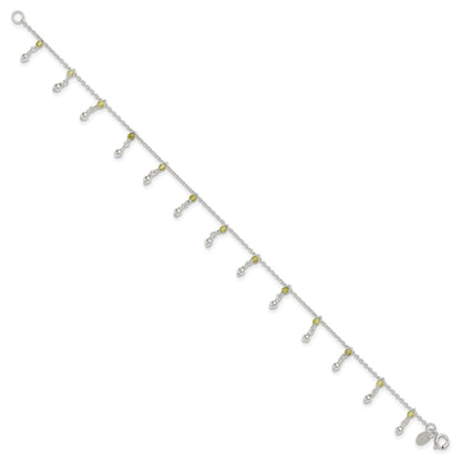 Sterling Silver Peridot Beads Anklet