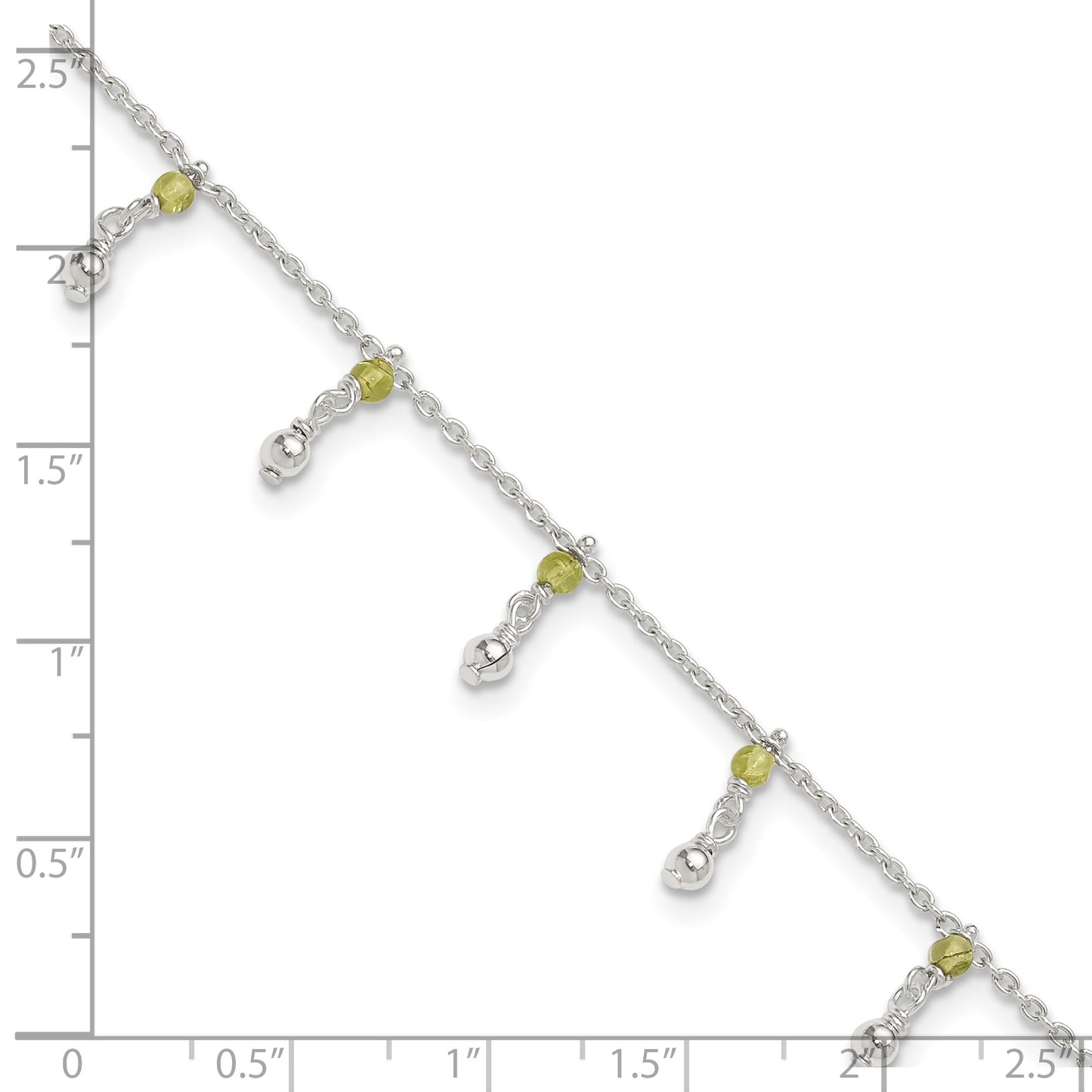 Sterling Silver Peridot Beads Anklet