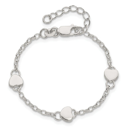 Sterling Silver Heart Childs 6 Inch Plus 1 Inch Ext. Bracelet