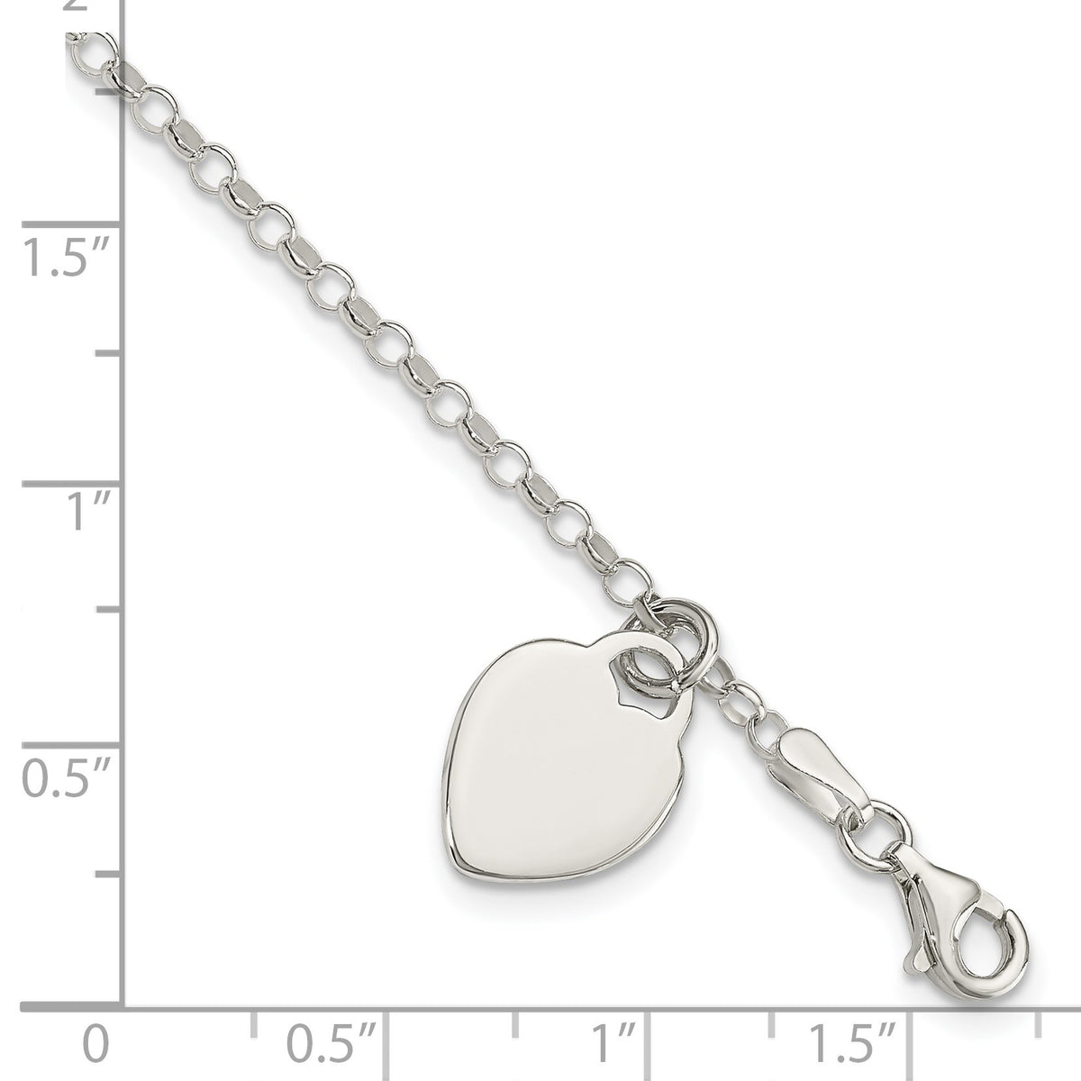 Sterling Silver Engraveable Heart 6 in Childs Bracelet