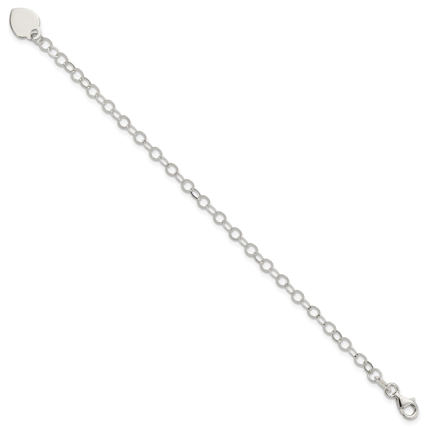 Sterling Silver Engraveable Heart Charm 7.25 inch Bracelet