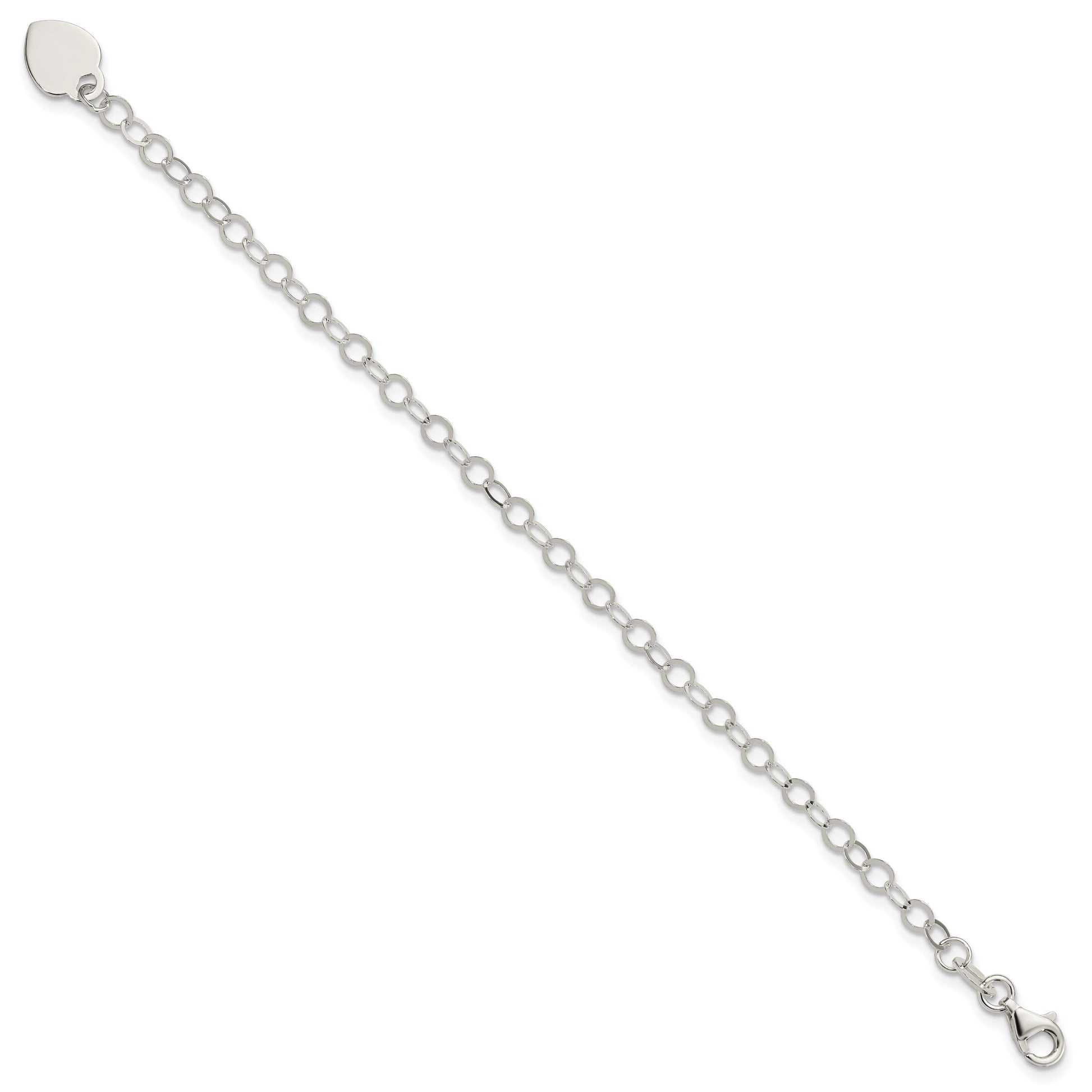 Sterling Silver Engraveable Heart Charm 7.25 inch Bracelet