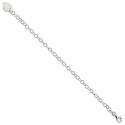 Sterling Silver Engraveable Heart Charm 7.25 inch Bracelet