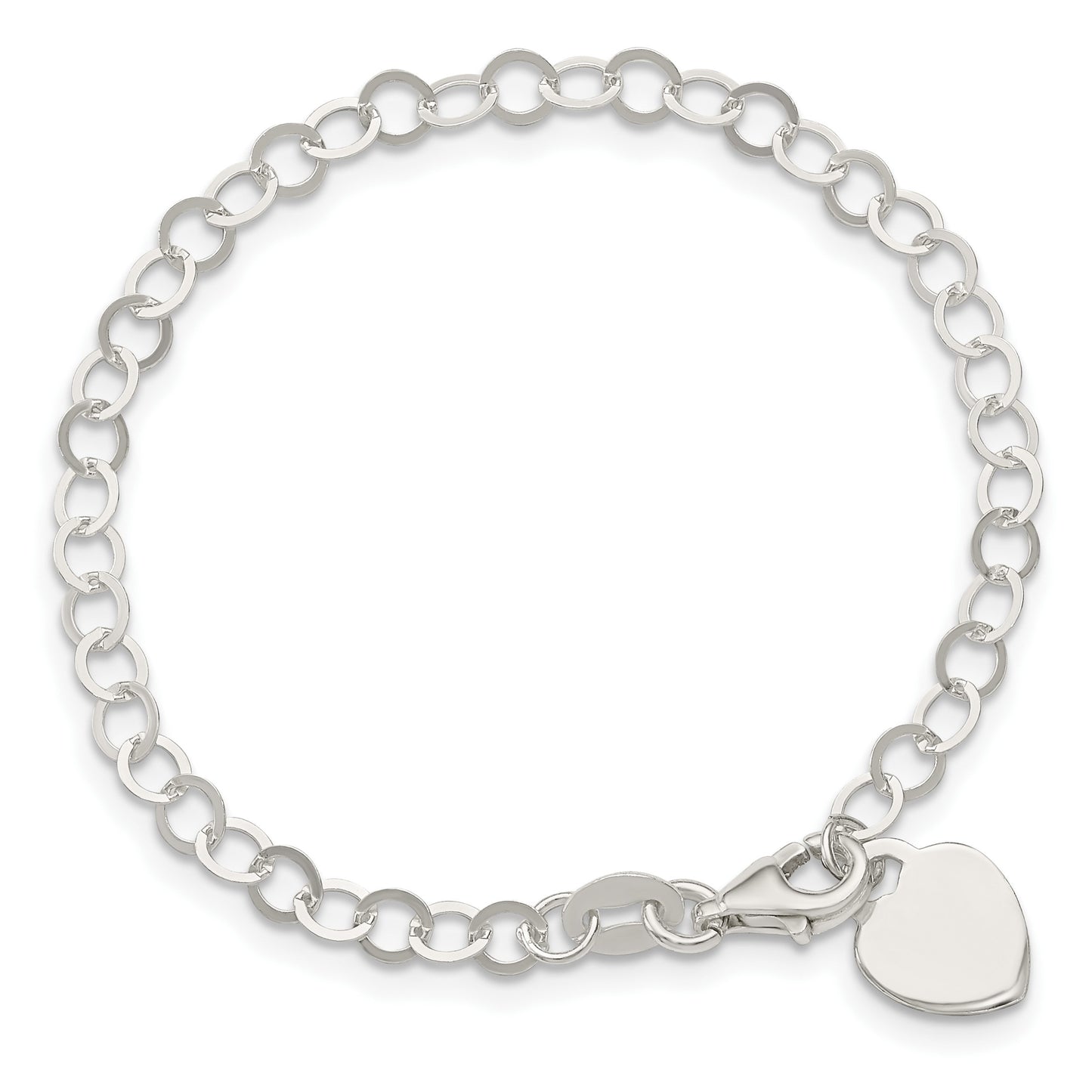 Sterling Silver Engraveable Heart Charm 7.25 inch Bracelet